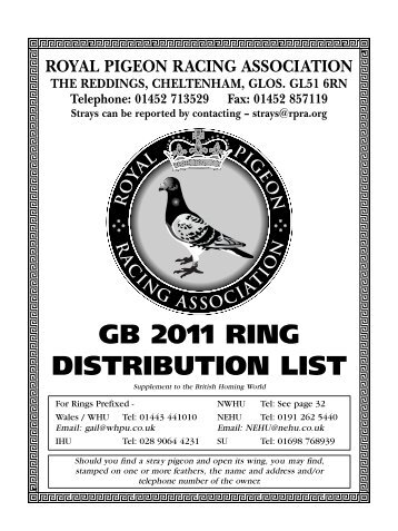 2011 Ring List A-Z finished - The Royal Pigeon Racing Association