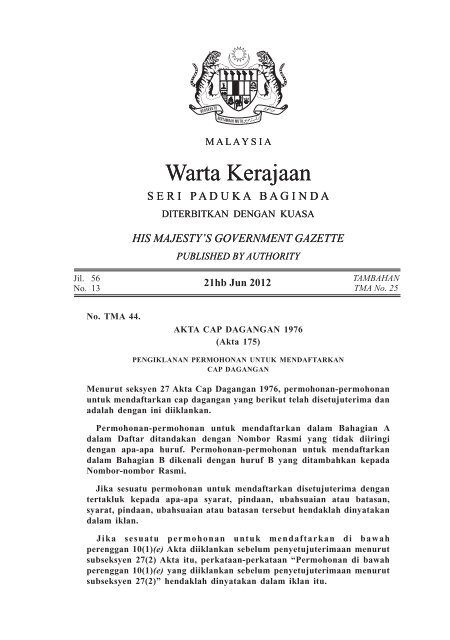 Warta Kerajaan Warta Kerajaan Myipo