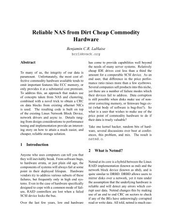 Reliable NAS from Dirt Cheap Commodity Hardware - The Linux ...