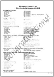 City University of Hong Kong List of Scholarship Recipients 2011/2012