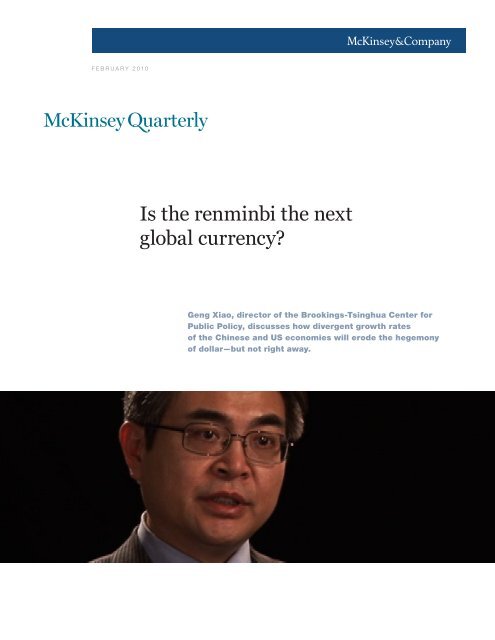 Is the Renminbi the Next Global Currency, McKinsey - Columbia ...
