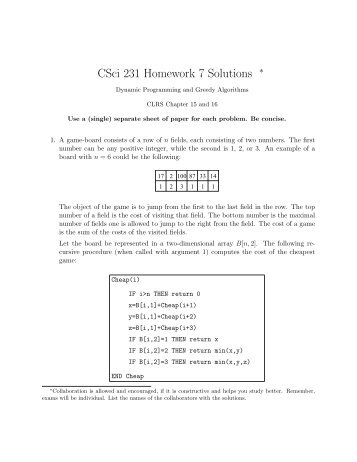 CSci 231 Homework 7 Solutions - Bowdoin College