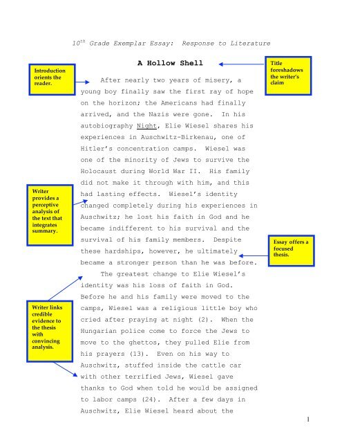 Analysis Of Night By Elie Wiesel