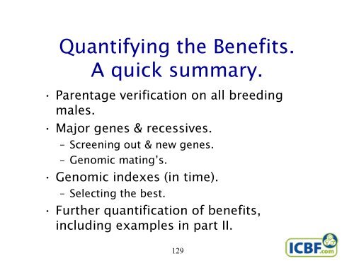 Genomics – A New Era for Cattle Breeding. Session - ICBF