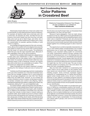 Color Patterns in Crossbred Beef - OSU Fact Sheets - Oklahoma ...