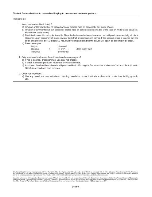 Color Patterns in Crossbred Beef - OSU Fact Sheets - Oklahoma ...