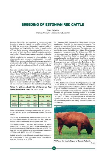 breeding of estonian red cattle