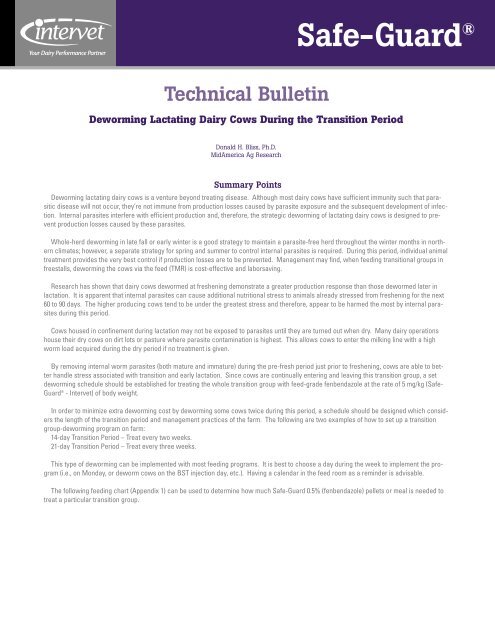 SAFE-GUARD® - Deworming Lactating Dairy Cows During The