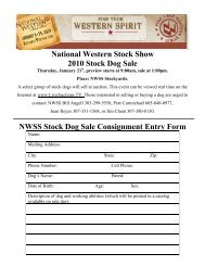 National Western Stock Show Cattle Dog Sale Entry Form 2010