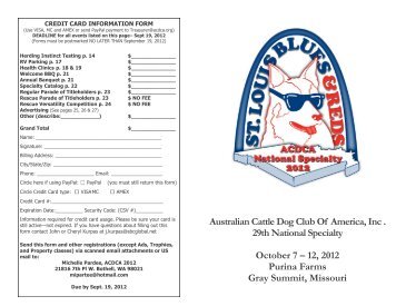 Australian Cattle Dog Club Of America, Inc . 29th National Specialty ...