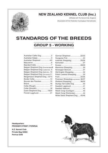 standards of the breeds group 5 working New Zealand Kennel Club