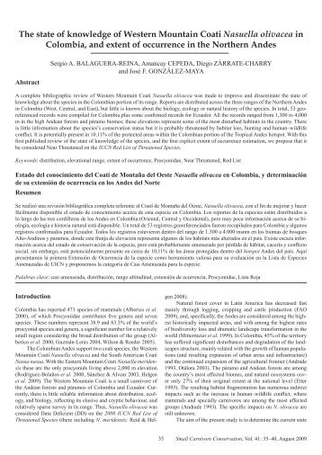 The state of knowledge of Western Mountain Coati - Small Carnivore ...