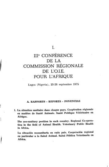 I. IIIe CONFÉRENCE DE LA COMMISSION RÉGIONALE DE L'O.I.E. ...