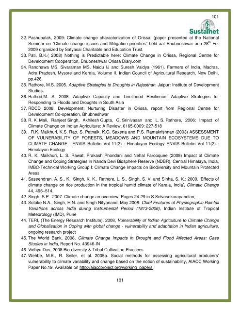 Adaptation of small scale farmers to climatic risks in India - Sustainet