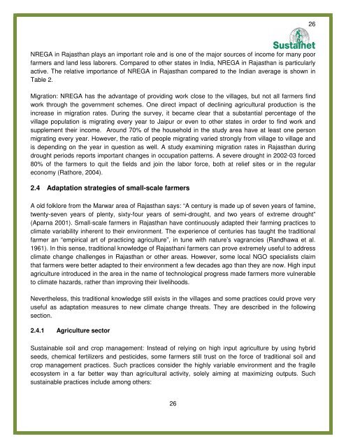 Adaptation of small scale farmers to climatic risks in India - Sustainet