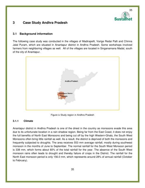 Adaptation of small scale farmers to climatic risks in India - Sustainet