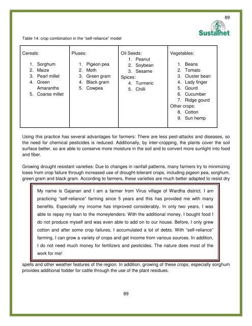 Adaptation of small scale farmers to climatic risks in India - Sustainet