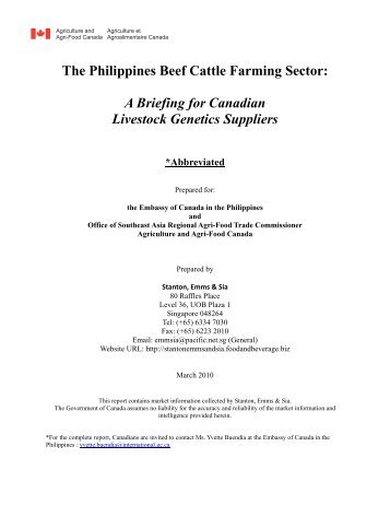 The Philippines Beef Cattle Farming Sector: A Briefing for Canadian ...