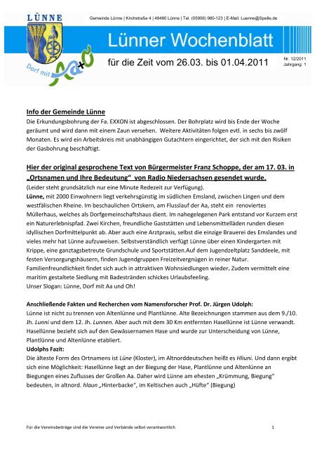 Neu Lünner Wochenblatt - Samtgemeinde Spelle