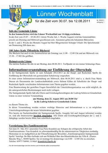 Wochenblatt 29 23 07 -12 08 2011 - Samtgemeinde Spelle