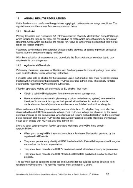 Guidelines for Establishment and Operation of Cattle Feedlots in ...