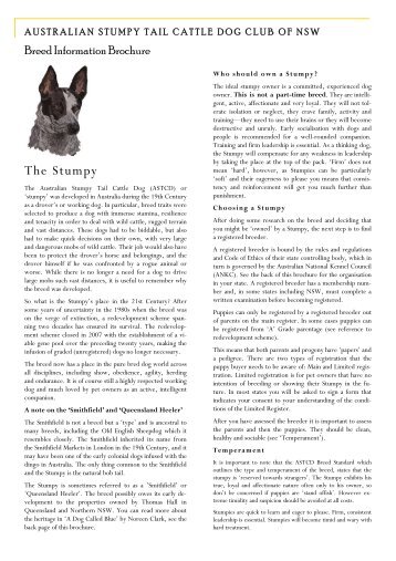 Breed Information Brochure - Australian Stumpy Tail Cattle Dog ...