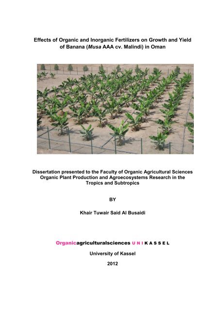 Effects of Organic and Inorganic Fertilizers on Growth - KOBRA ...