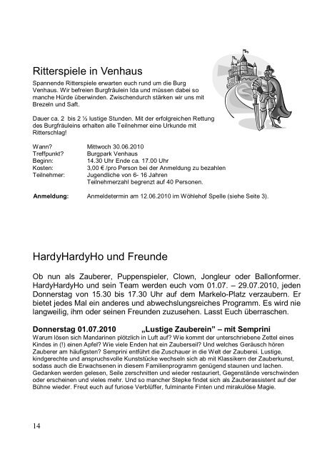 Das Programm von SAM 2010 im Detail - Samtgemeinde Spelle