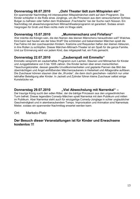 Das Programm von SAM 2010 im Detail - Samtgemeinde Spelle