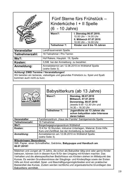 Das Programm von SAM 2010 im Detail - Samtgemeinde Spelle