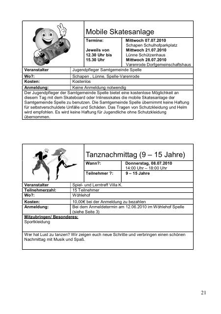 Das Programm von SAM 2010 im Detail - Samtgemeinde Spelle