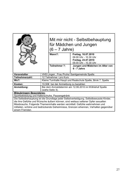 Das Programm von SAM 2010 im Detail - Samtgemeinde Spelle