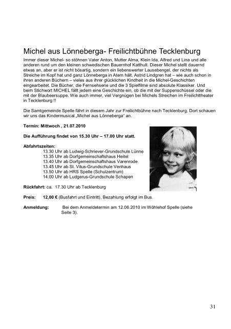 Das Programm von SAM 2010 im Detail - Samtgemeinde Spelle