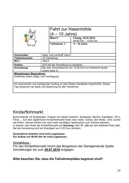 Das Programm von SAM 2010 im Detail - Samtgemeinde Spelle