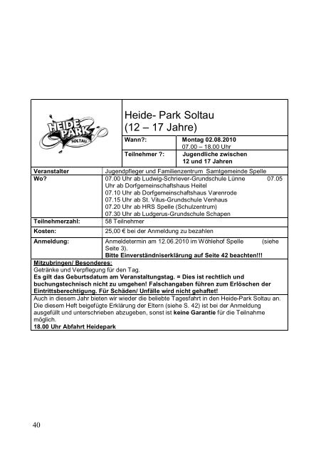 Das Programm von SAM 2010 im Detail - Samtgemeinde Spelle