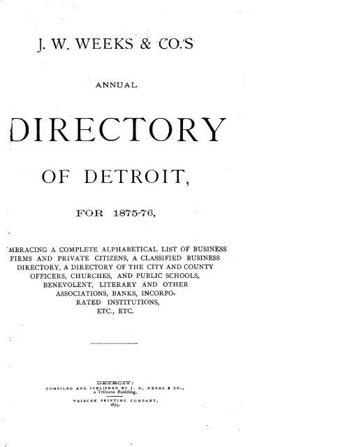 Detroit R L Polk City Directory 1875 - JewishGen KehilaLinks