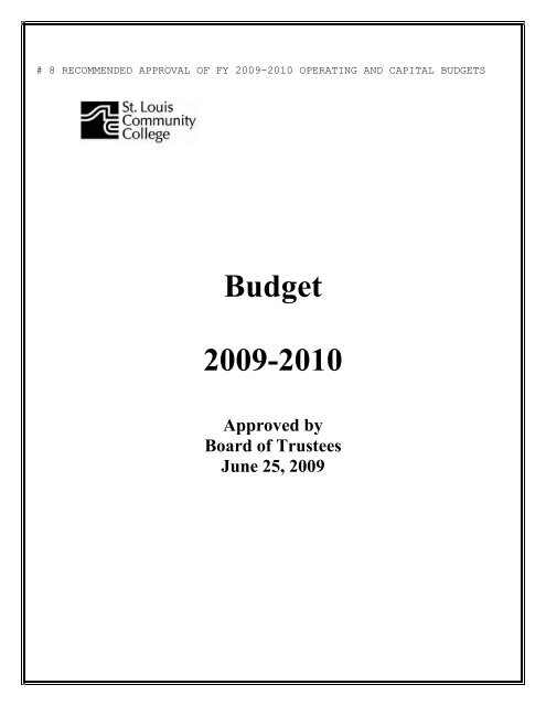 SLCC Board of Trustees Meeting Minutes, June 25, 2009 - St. Louis ...