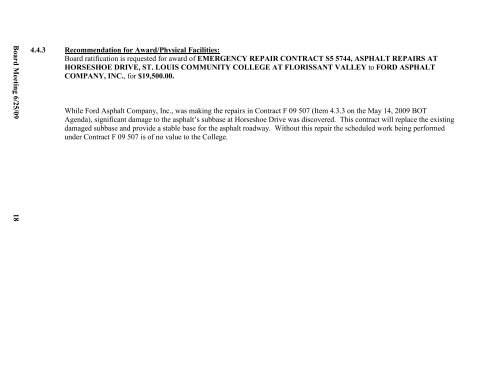 SLCC Board of Trustees Meeting Minutes, June 25, 2009 - St. Louis ...