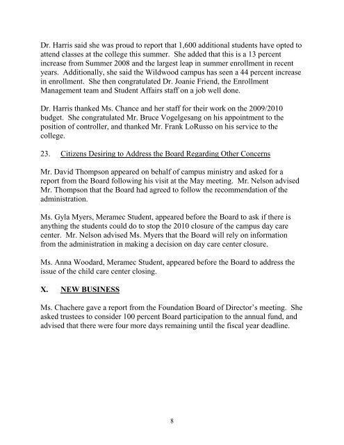 SLCC Board of Trustees Meeting Minutes, June 25, 2009 - St. Louis ...