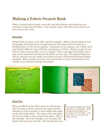Making a Fabric Swatch Book - 4-H Western Heritage Project