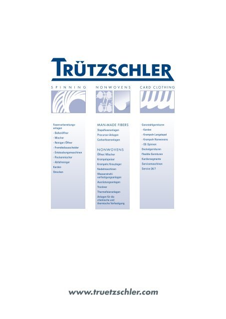 Chemiekarde Spinning - Trützschler Card Clothing GmbH