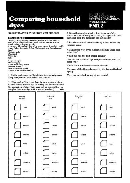 worksheet and assessment card masters - National STEM Centre