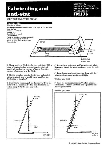 worksheet and assessment card masters - National STEM Centre