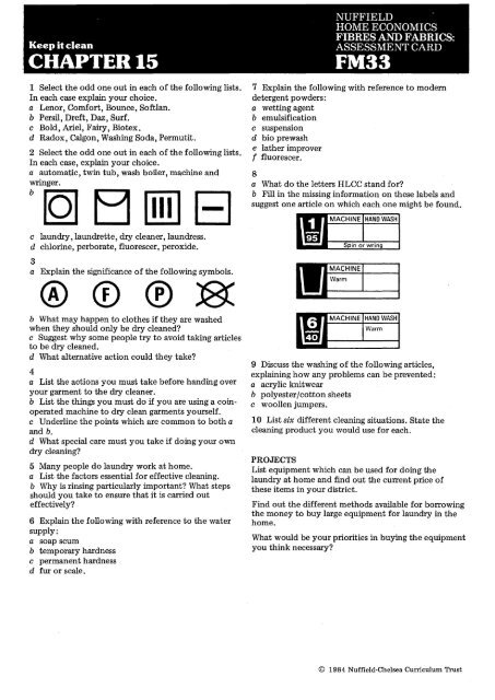 worksheet and assessment card masters - National STEM Centre