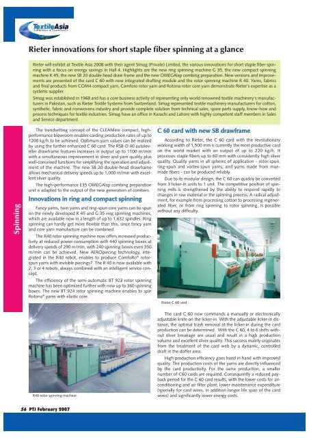 FA478 Four Axial Computerized Roving Frame in Ring spinningFA478 Four Axial  Computerized Roving Frame in Ring spinning - Textile machinery manufacturer.