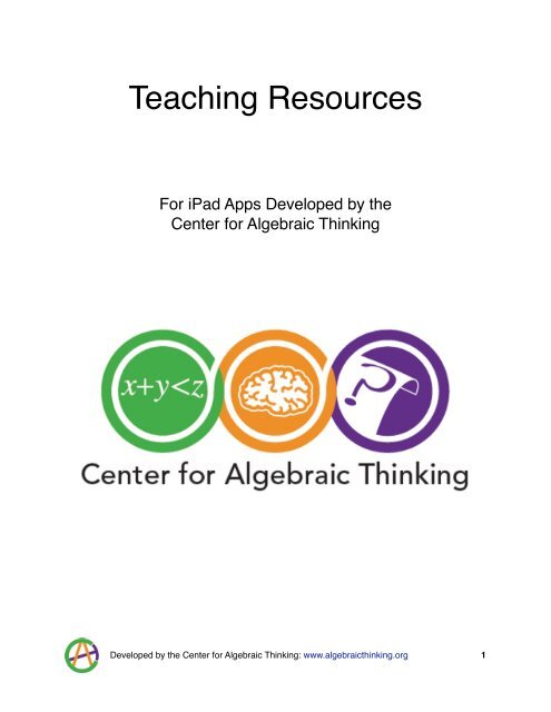 Teaching Resources - Center For Algebraic Thinking