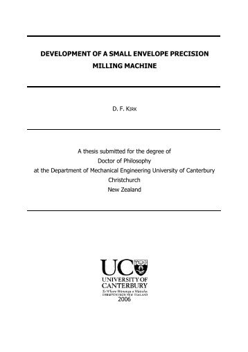 development of a small envelope precision milling machine