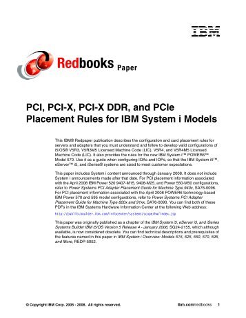 PCI, PCI-X, PCI-X DDR, and PCIe Placement Rules ... - IBM Redbooks
