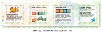 Simon Flash Quick Start Card 32730 Instructions - Hasbro