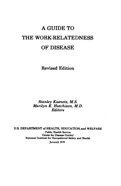 a guide to the work-relatedness of disease - Humanics ErgoSystems ...